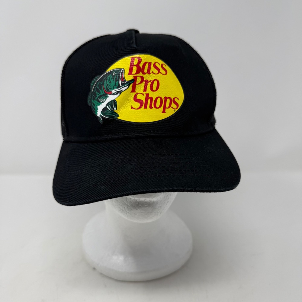 Bass Pro Shops Mesh Trucker Hat Black Adjustable Snapback Fishing Outdoors Logo